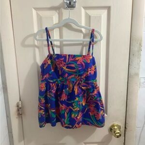 J. Crew Blue Floral Spaghetti Strap Top Size 2